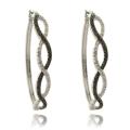 Silverplated Diamond Accent Infinity Design Hoop Earrings