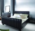 Kent Dark Brown Upholstered Modern Platform Queen Bed
