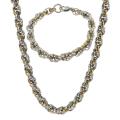 Two-tone Stainless Steel Link Necklace and Bracelet Set