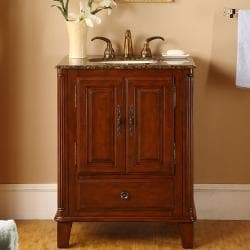 Silkroad Exclusive Granite Top 28-inch Single Sink Vanity Cabinet
