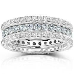 14k Gold 2ct TDW Diamond 3-piece Stackable Eternity Ring Set
