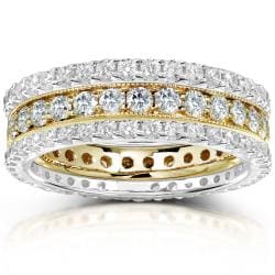 14k Gold 2ct TDW Diamond 3-piece Stackable Eternity Ring Set (H-I, I1-I2)