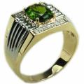 De Buman 10k Gold Men's Diopside and 1/8ct TDW Diamond Ring (JK, I1)