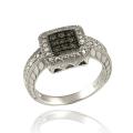 Sterling Silver 1/10ct TDW Brown Diamond Square Ring