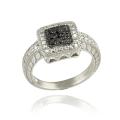 Sterling Silver 1/10ct TDW Black Diamond Square Ring