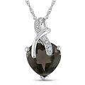 10k White Gold Smokey Quartz and Diamond Accent Necklace