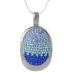 Journee Collection Stainless Steel Pave-set Blue CZ Necklace