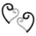 Tressa Silvertone Black and White CZ Heart Earrings