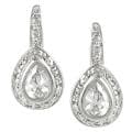 Journee Collection Silvertone CZ Teardrop Leverback Earrings