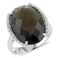 10k White Gold Smokey Quartz and Diamond Accent Ring (G-H, I2-I3)