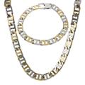 Stainless Steel Two-tone Link Necklace and Bracelet Set
