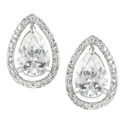 Journee Collection Silvertone Cubic Zirconia Teardrop Earrings