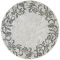 Handmade New Zealand Wool Floral Border Silver Rug (6' Round)
