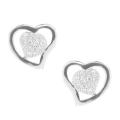 Sterling Silver Cubic Zirconia Playful Pave Heart Earrings