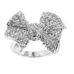 Sterling Silver Clear Cubic Zirconia Bow Ring