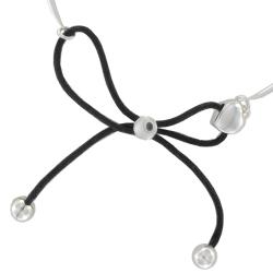 Sunstone Sterling Silver Black Bow Beaded Bangle Bracelet