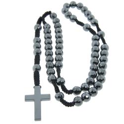 Eternally Haute Macrame Hematite 32-inch Rosary Necklace