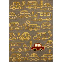 Handmade Luna Kids Cars New Zealand Wool Rug (3'6 x 5'6)