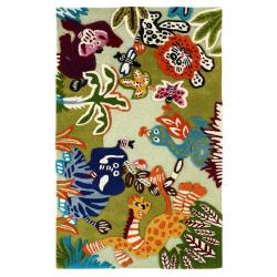 Handmade Luna Kids Jungle New Zealand Wool Rug (3'6 x 5'6)