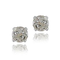 Glitzy Rocks Sterling Silver 2 1/10ct TGW 6mm White Topaz Stud Earrings