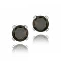 Glitzy Rocks Sterling Silver 3/5ct TGW 4mm Smokey Quartz Stud Earrings