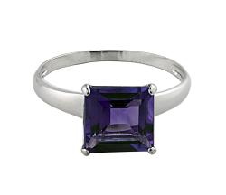 10k White Gold Amethyst Solitaire Ring