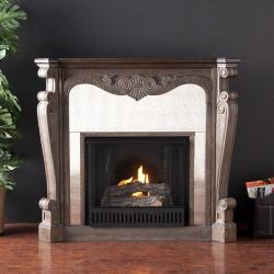 Alcott Burnt Oak and Gray Faux Slate Gel Fuel Fireplace