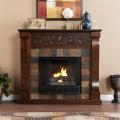 Moreland Espresso and Gray Faux Slate Gel Fuel Fireplace
