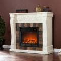 Moreland Ivory and Gray Faux Slate Electric Fireplace