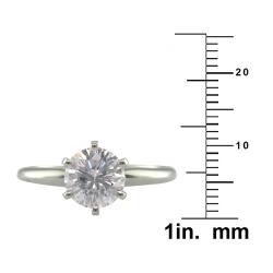 14k White Gold 1 1/2 CT TDW Certified Clarity-enhanced Round Diamond Ring (H, SI2)
