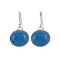 Sterling Silver Created Turquoise Dangle Earrings