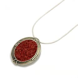 Sterling Silver Coral Grains Necklace