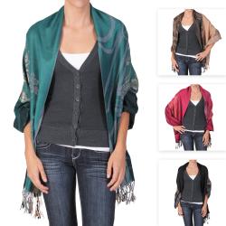 Adi Designs Women's Floral Pattern Fringed Fashion Shawl