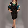 Tabeez Women's Plus Size Black Floral Balloon-sleeve Dress