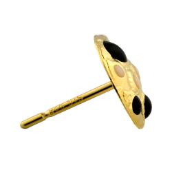 Gold over Silver Black and White Soccer Ball Earrings