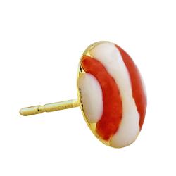 Gold over Silver Red and White Baseball Earrings