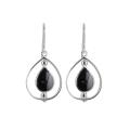 Sunstone Sterling Silver Black Agate Teardrop Earrings