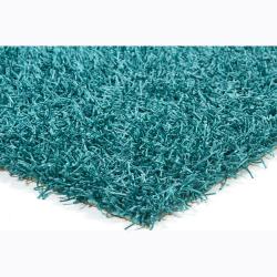 Hand-woven Zasmin Blue Shag Rug (4' x 6')