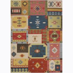 Hand-made Flat-weave Mandara Rug (5' x 7')