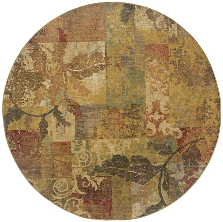 Ellington Green/Red Transitional Area Rug (7'8 Round)