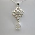 Sterling Silver Moonstone Four Leaf Shamrock Necklace (Thailand)
