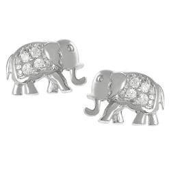 Tressa Sterling Silver Cubic Zirconia Elephant Earrings
