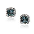 Glitzy Rocks Silver London Blue Topaz and Diamond Accent Earrings