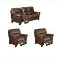 Cambridge Chestnut Brown Italian Leather Reclining Sofa and Two Chairs