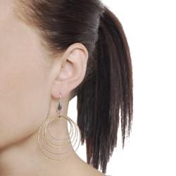 Tri-color Sterling Silver Multiple Circle Earrings