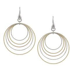 Tri-color Sterling Silver Multiple Circle Earrings
