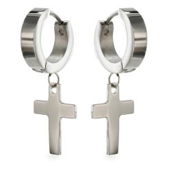 West Coast Jewelry Stainless Steel Cross Dangle Earrings