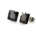 West Coast Jewelry Stainless Steel 8 mm Black Cubic Zirconia Earrings