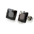 West Coast Jewelry Stainless Steel 9 mm Black Cubic Zirconia Earrings