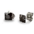 West Coast Jewelry Stainless Steel 4 mm Black Cubic Zirconia Earrings